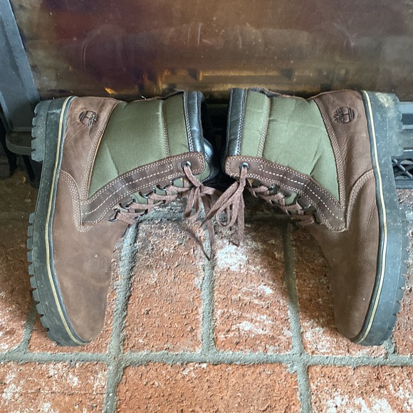 Timberland Brown/Green Spruce Mountain Lined WP Boots Primaloft Work SZ 11.5 - Picture 6 of 7